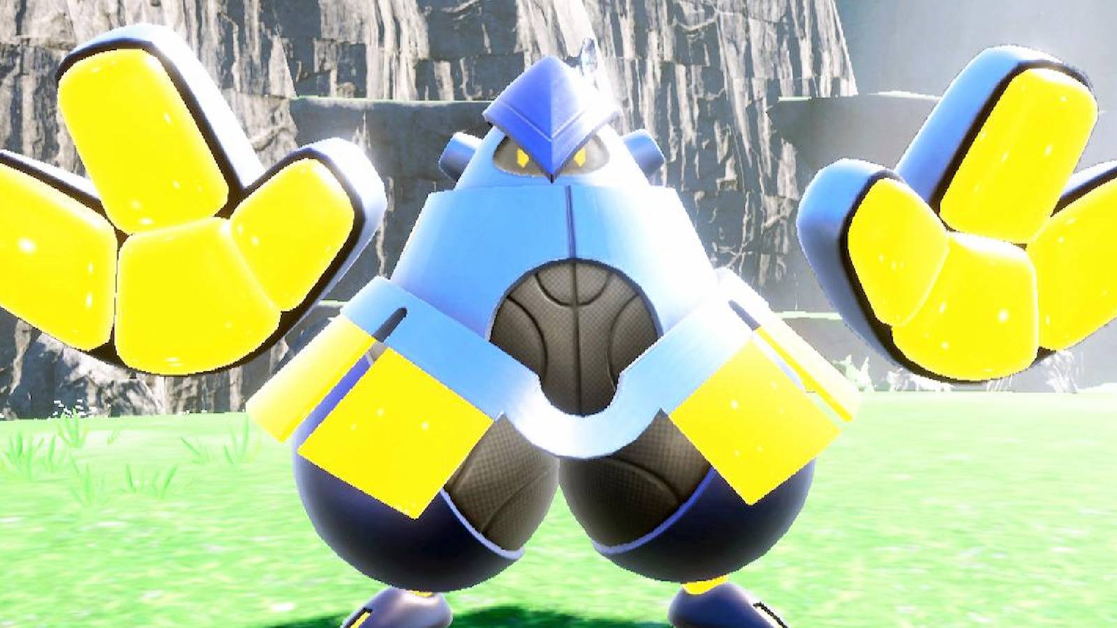 Iron Hands holding its levitating fists during the daytime