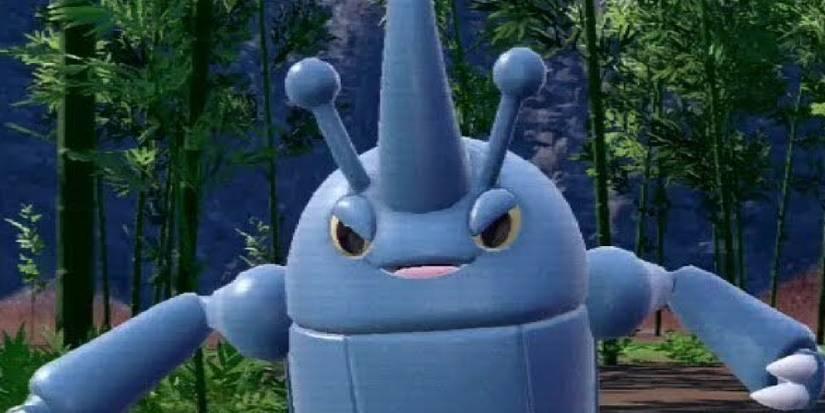 A Heracross appearing in a forest in Scarlet/Violet