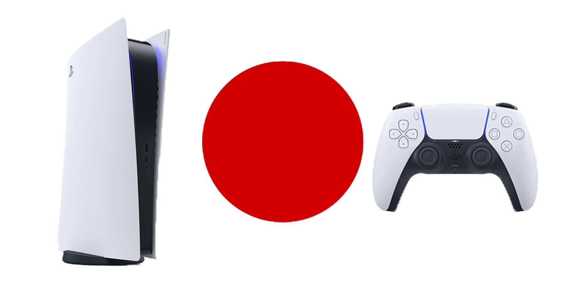 ps5 and dualsense controller on a japan flag