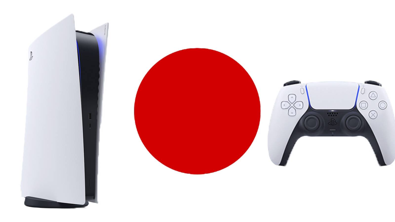 ps5 and dualsense controller on a japan flag