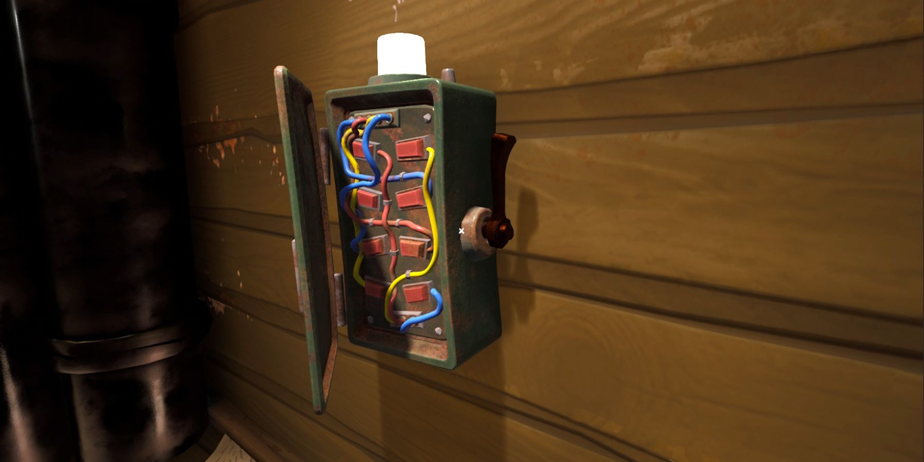 pull the lever on the power box in hello neighbor 2
