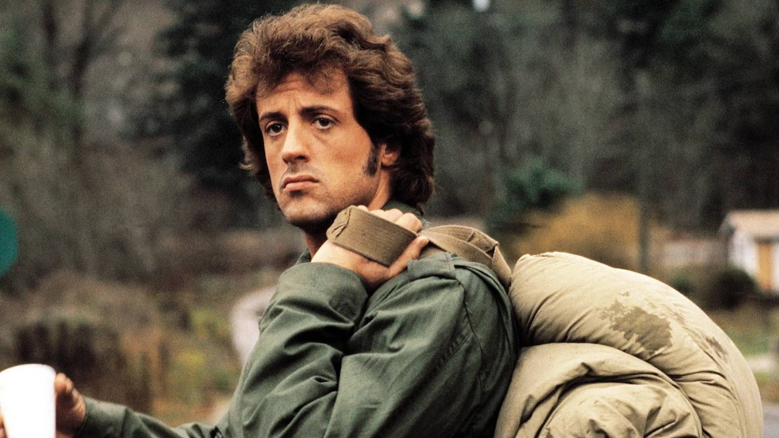 Sylvester Stallone as Rambo looking sad in First Blood