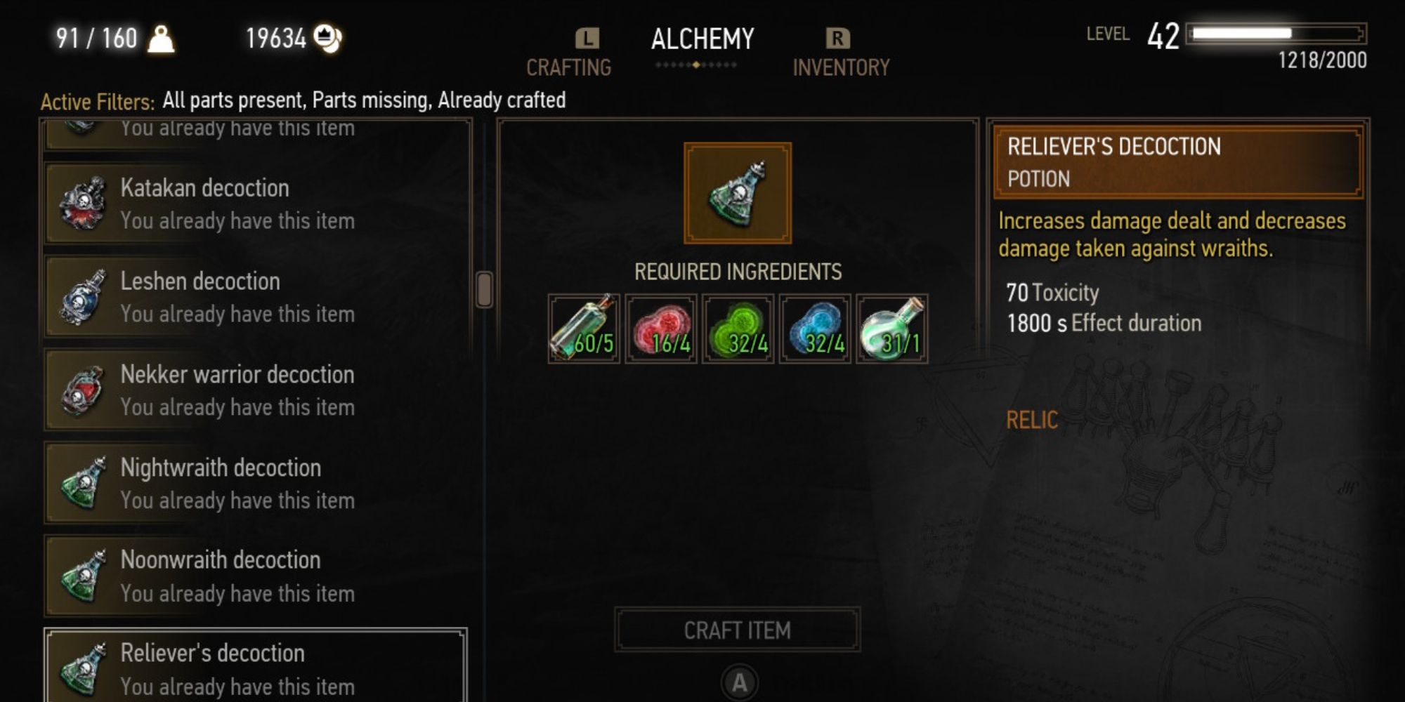 The Witcher 3 Decoctions: Recipe, Effects, and Ingredients