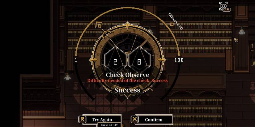 the skill check screen from Depersonalization