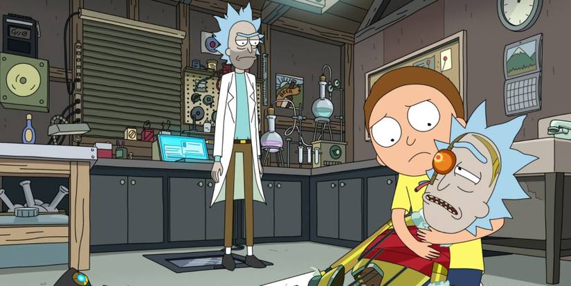 Morty holds dying C-3PO Robot Rick in his arms during season finale