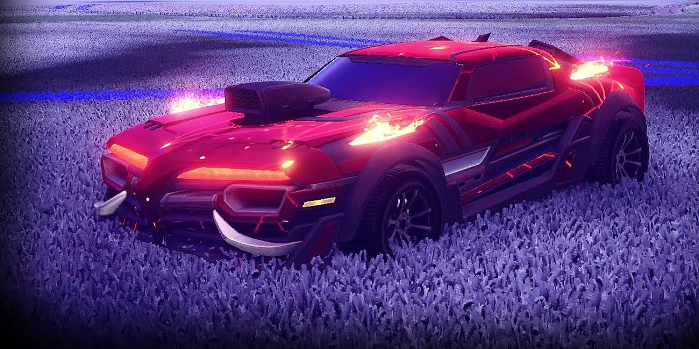Rocket League Emperor dark shot of flaming car