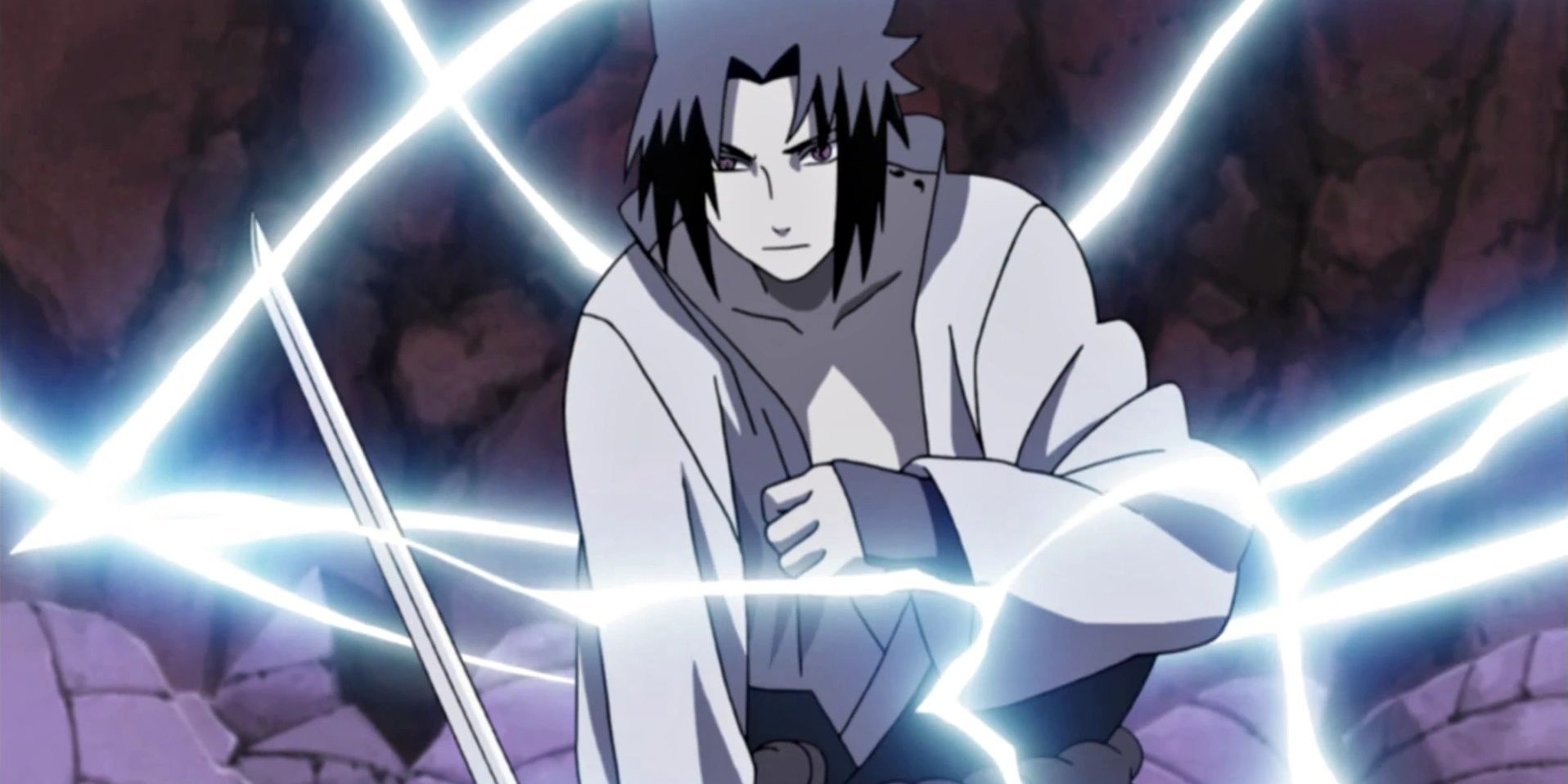 Sasuke using Chidori Stream in Naruto