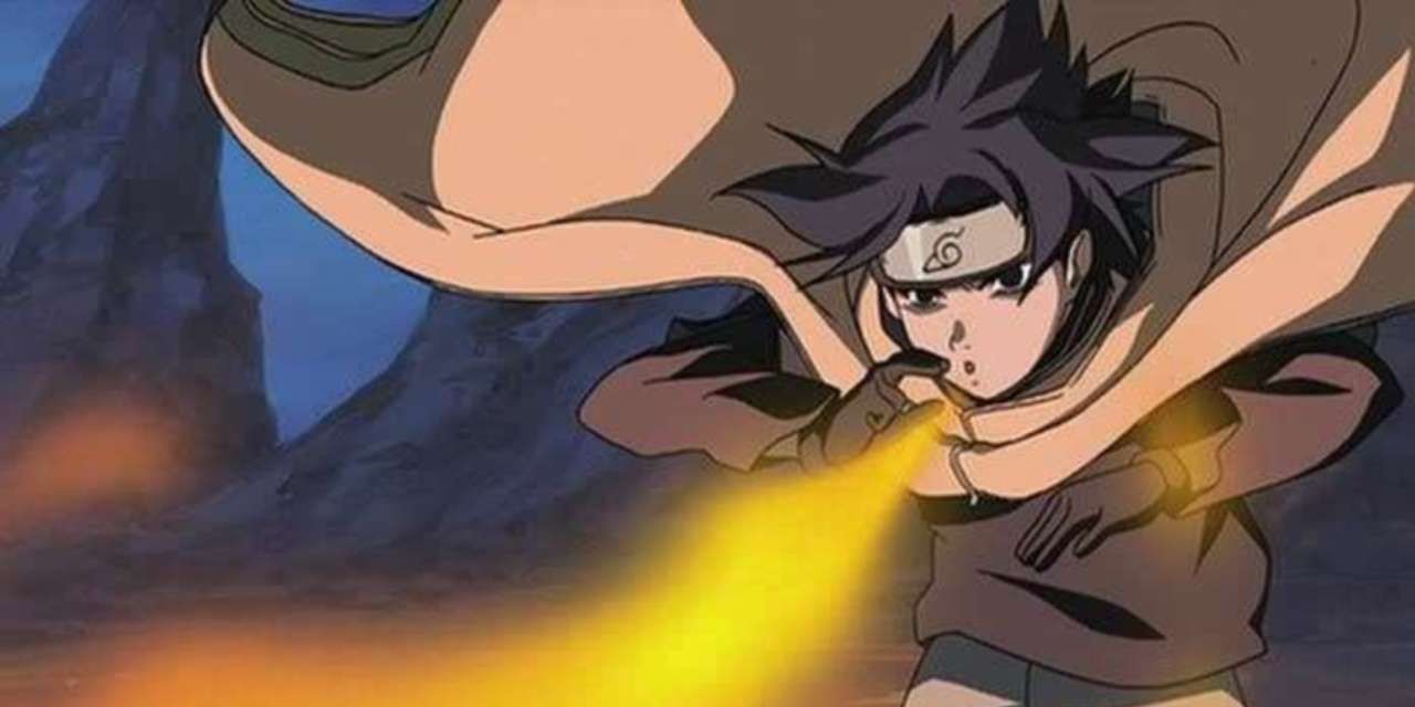 Sasuke using Fire Style Fireball Jutsu in Naruto