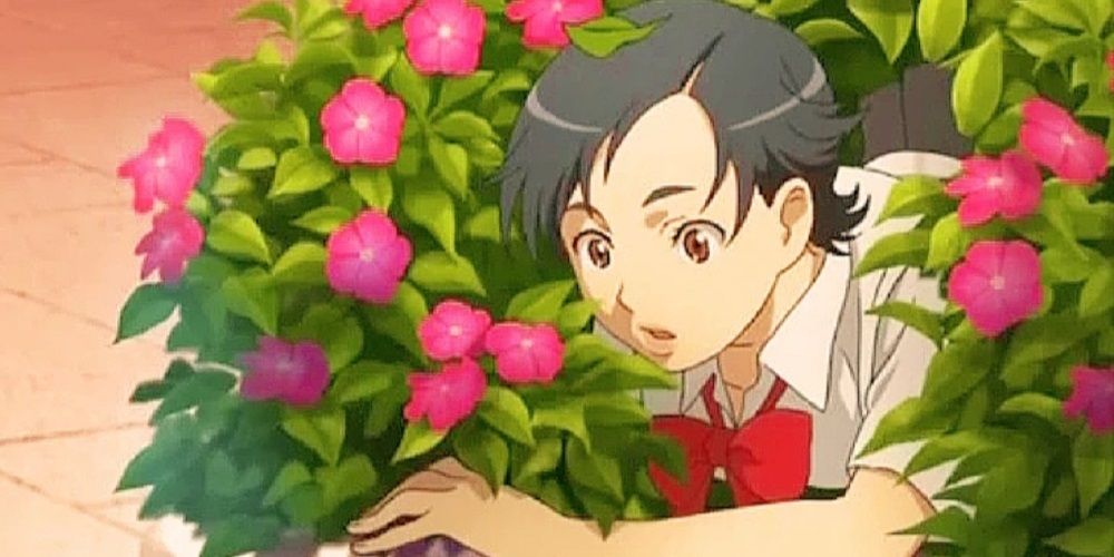 Saya Otonashi in a flowery bush in the Blood+ anime