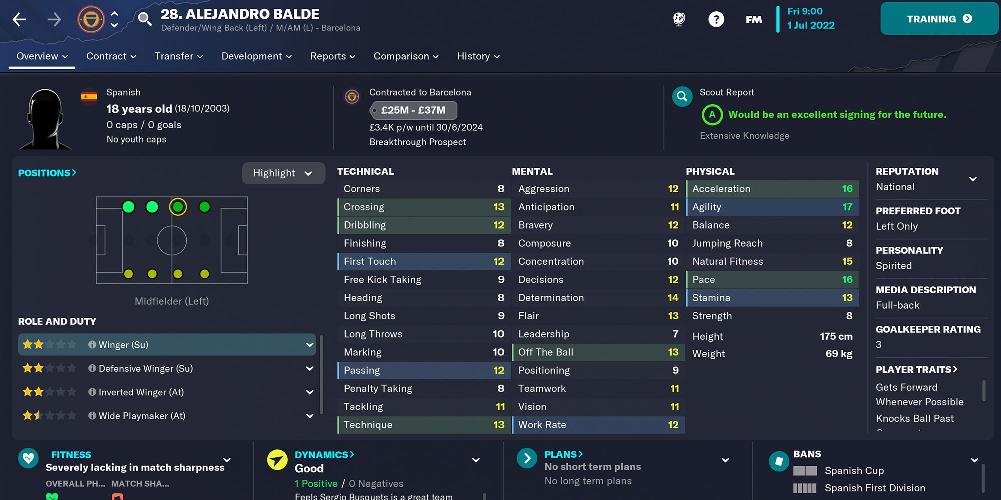 Screenshot Of Alejandro Balde In Football Manager 23