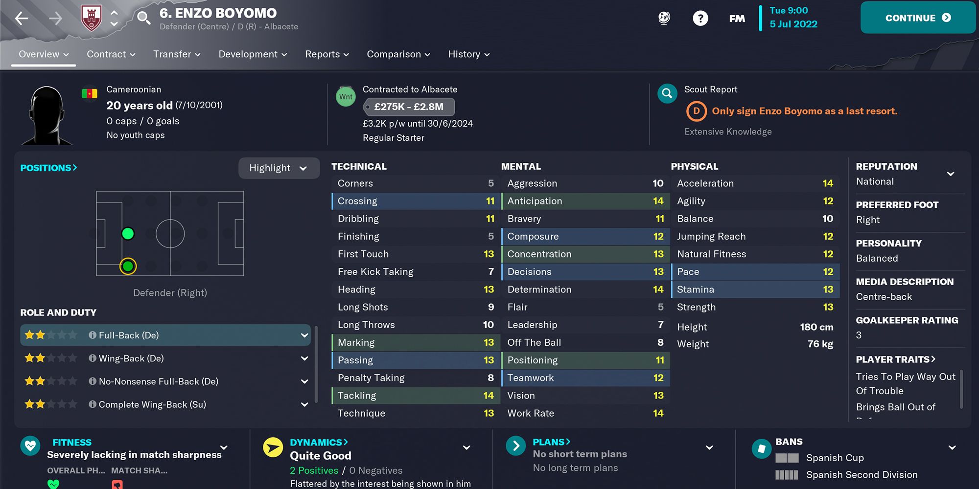 Screenshot Of Enzo Boyomo In Football Manager 23
