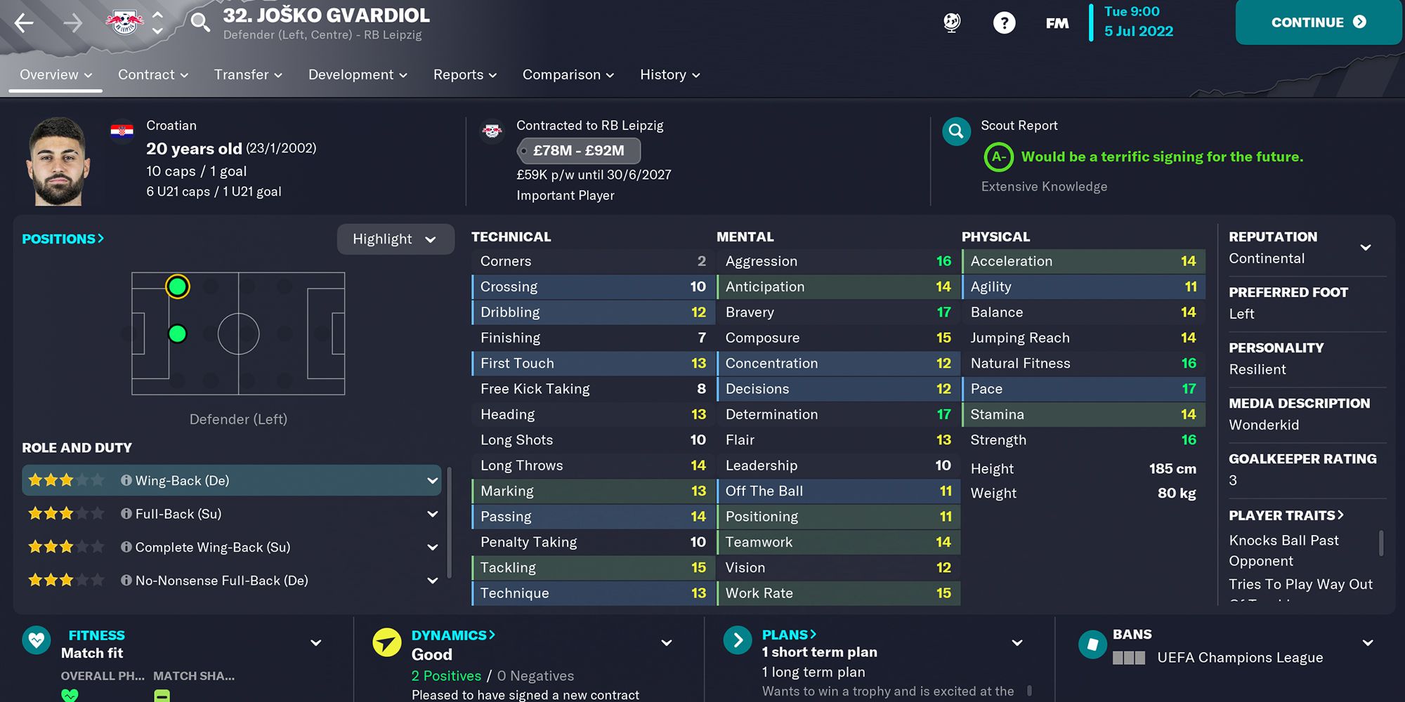 Screenshot Of Josko Gvardiol In Football Manager 23