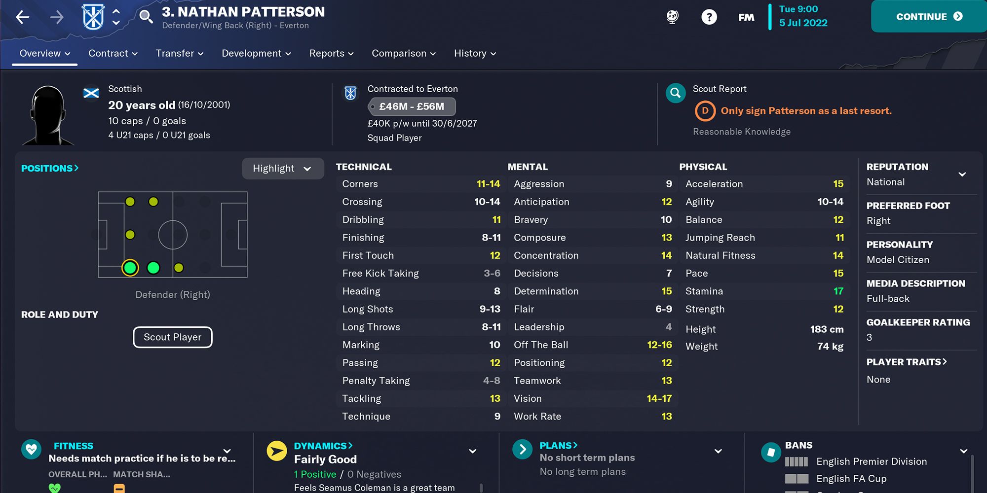 Screenshot Of Nathan Patterson In Football Manager 23