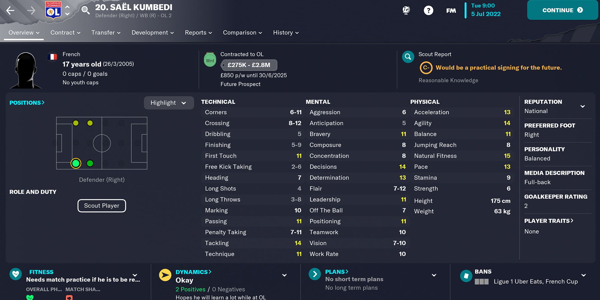 Screenshot Of Sael Kumbedi In Football Manager 23