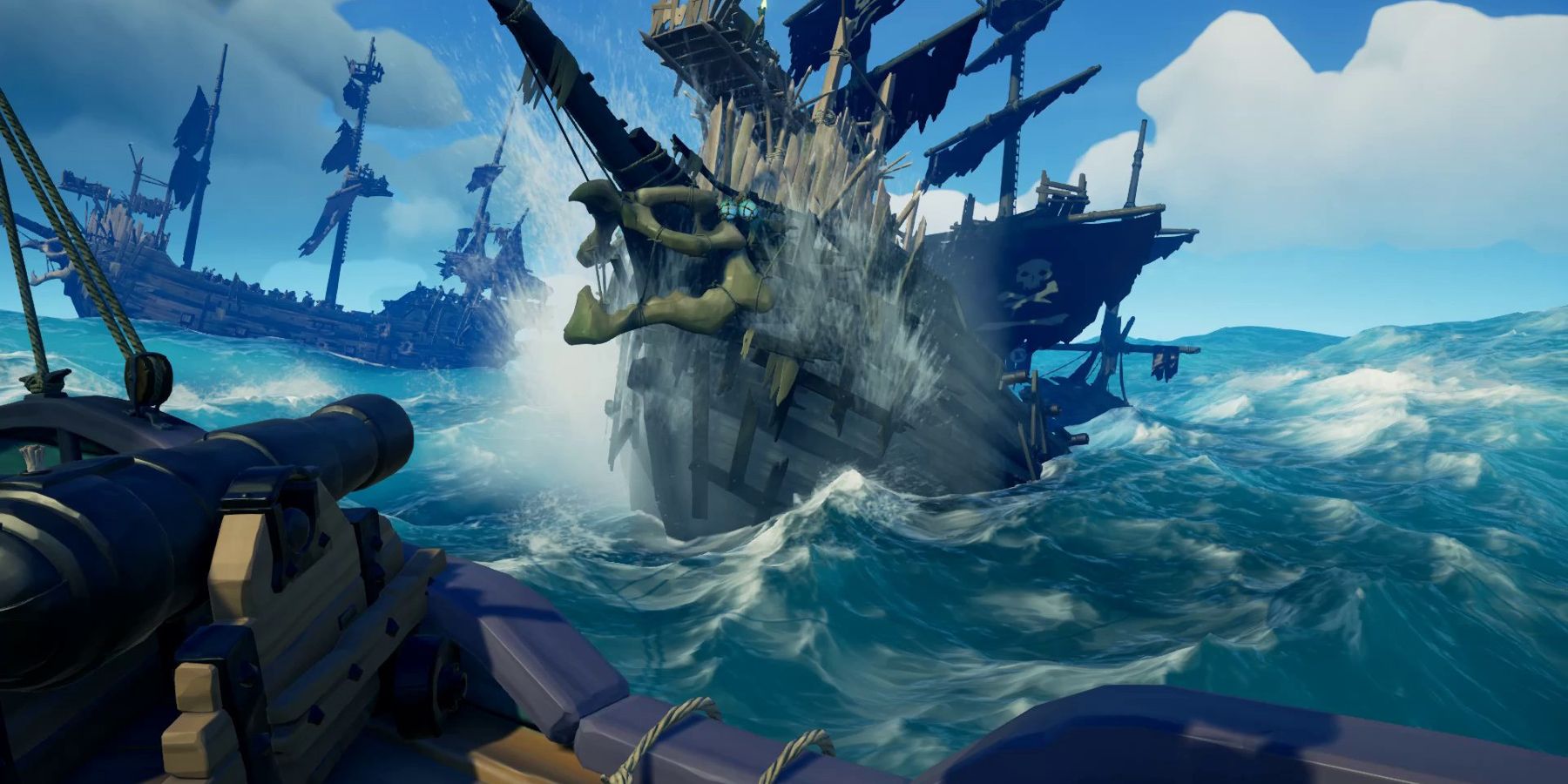 sea of thieves sinking a skeleton ship