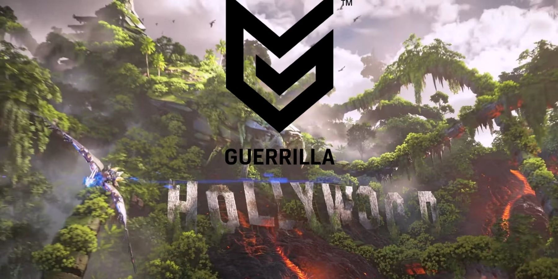 Horizon Forbidden West Burning Shores DLC with Guerrilla Games logo
