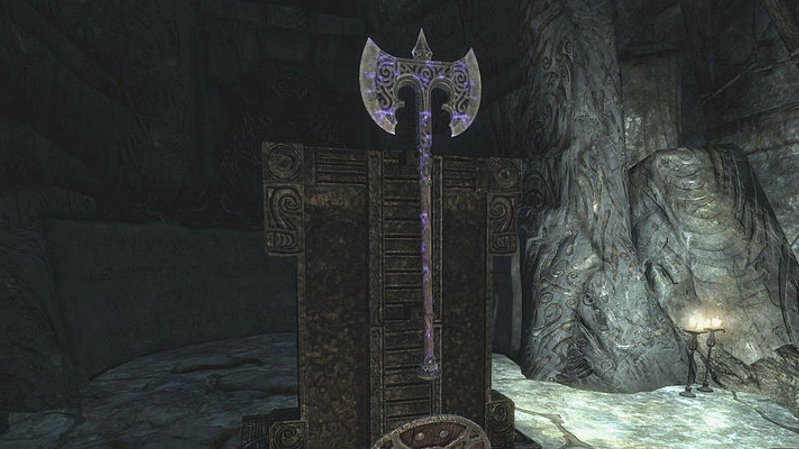 skyrim strange battleaxe heals enemies