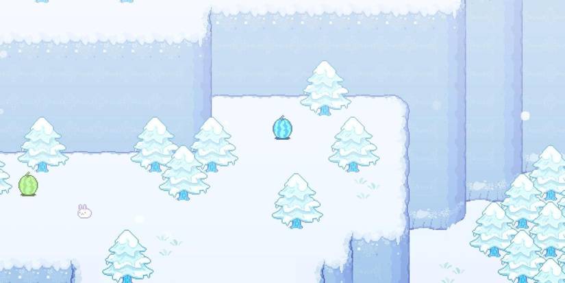 A watermelon on a mountain showing the location of the Snowball in Omori