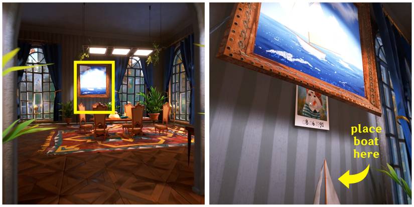 solving the painting mini puzzle to get the safe combination in hello neighbor 2