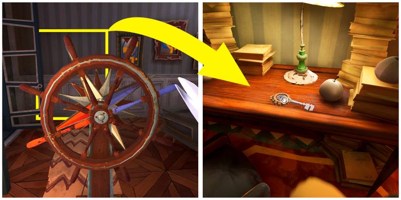solving the steering wheel puzzle to reveal the mayor's secret office in hello neighbor 2