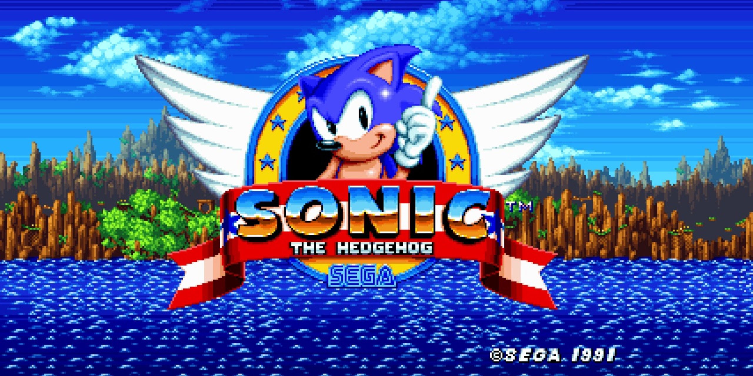 The opening screen for the first Sonic game