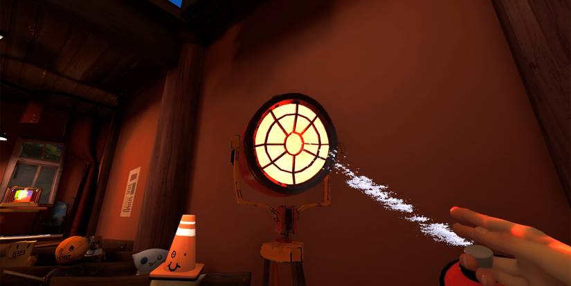 spraying the first stage light with red in hello neighbor 2 back to school dlc