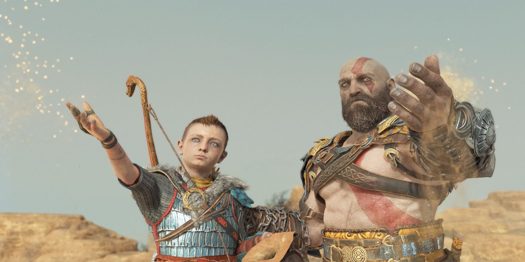 Kratos and Atreus spreading Fayes ashes