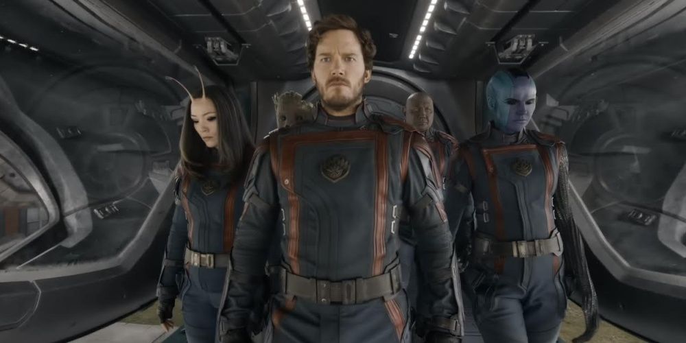 star-lord, mantis and nebula in guardians of the galaxy costumes