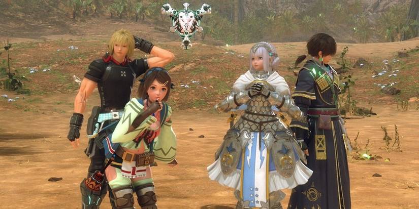 star ocean raymond and gang standing in clearing 