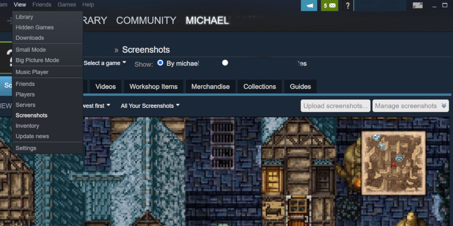 Steam Deck - view and screenshot menu