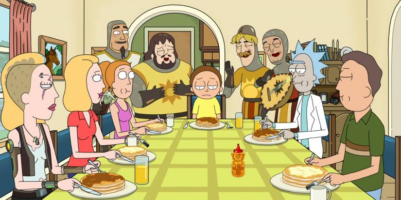 Rick and Morty's Knight of the Sun at Smith's table season 6
