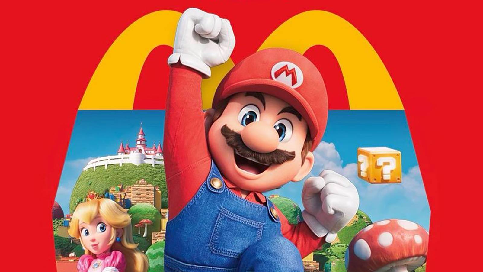 promotional artwork for super mario bros. movie mcdonald's happy meal toys