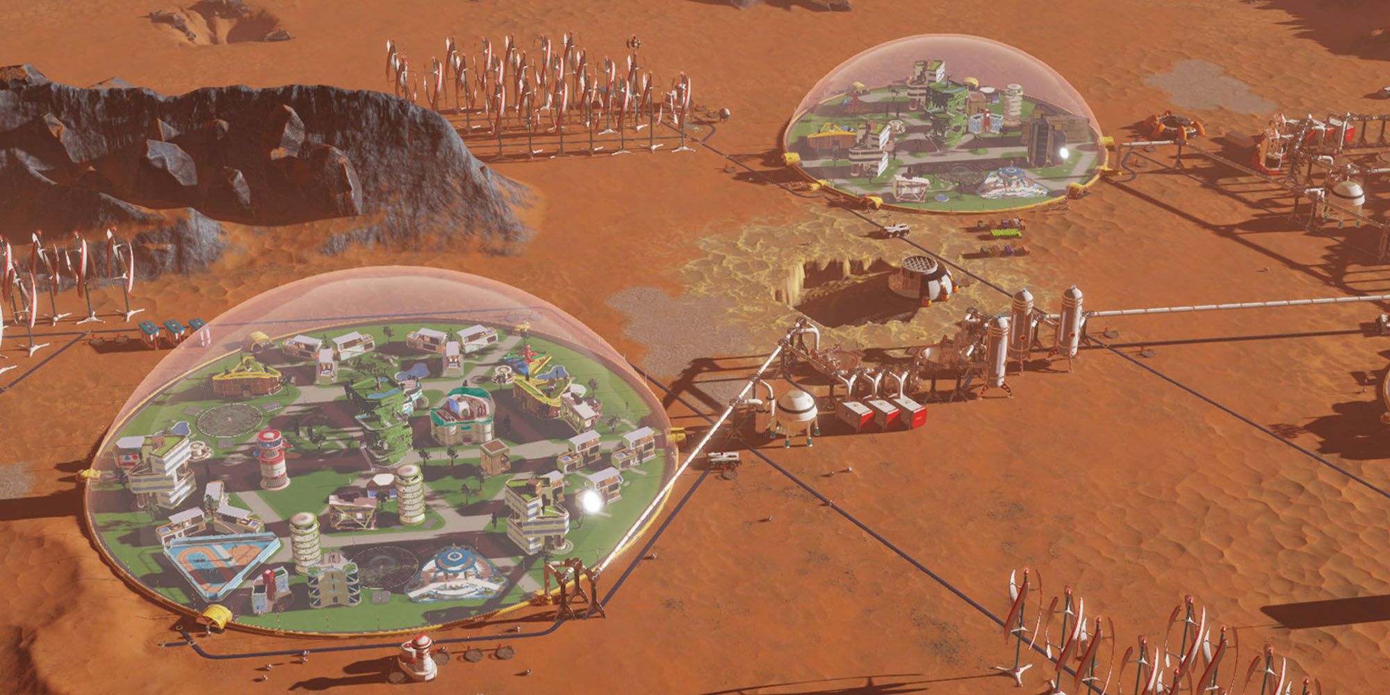 City building domes on Mars 