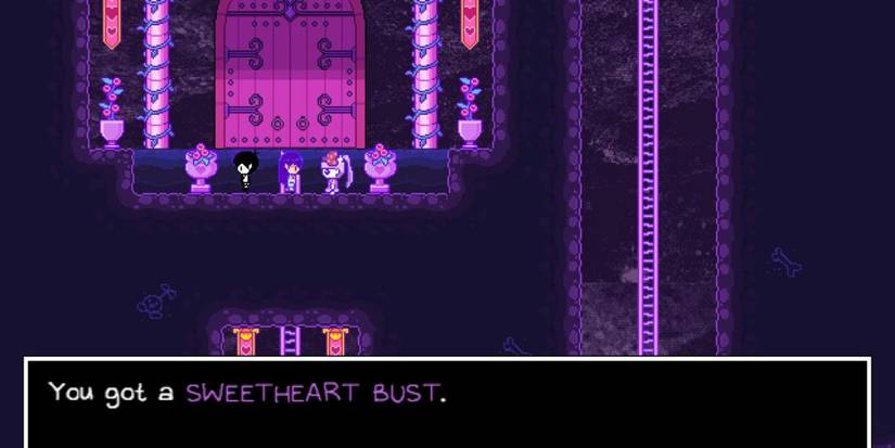 The game telling the player they got the Sweetheart Bust in Omori