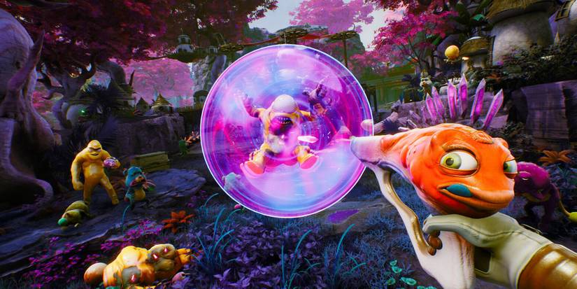 Player holding Sweezy killing enemies 