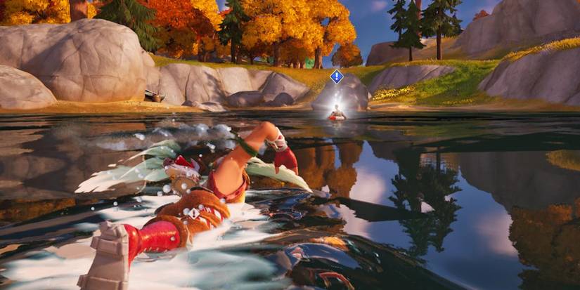 swimming up to training dummy