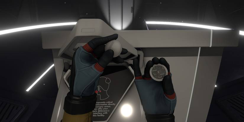 The player holding a wearable surveillance device in Tacoma