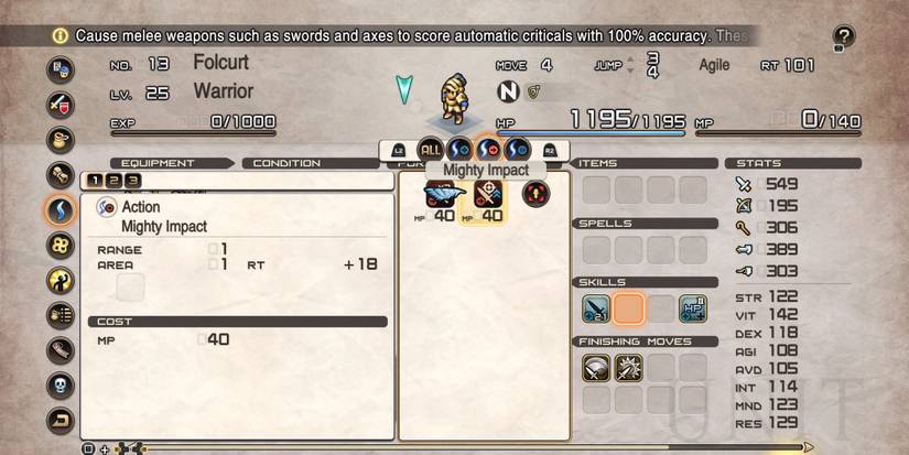 tactics ogre reborn mighty impact skill