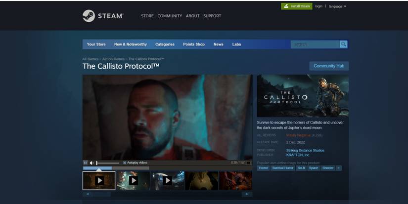 the callisto protocol steam negative reviews