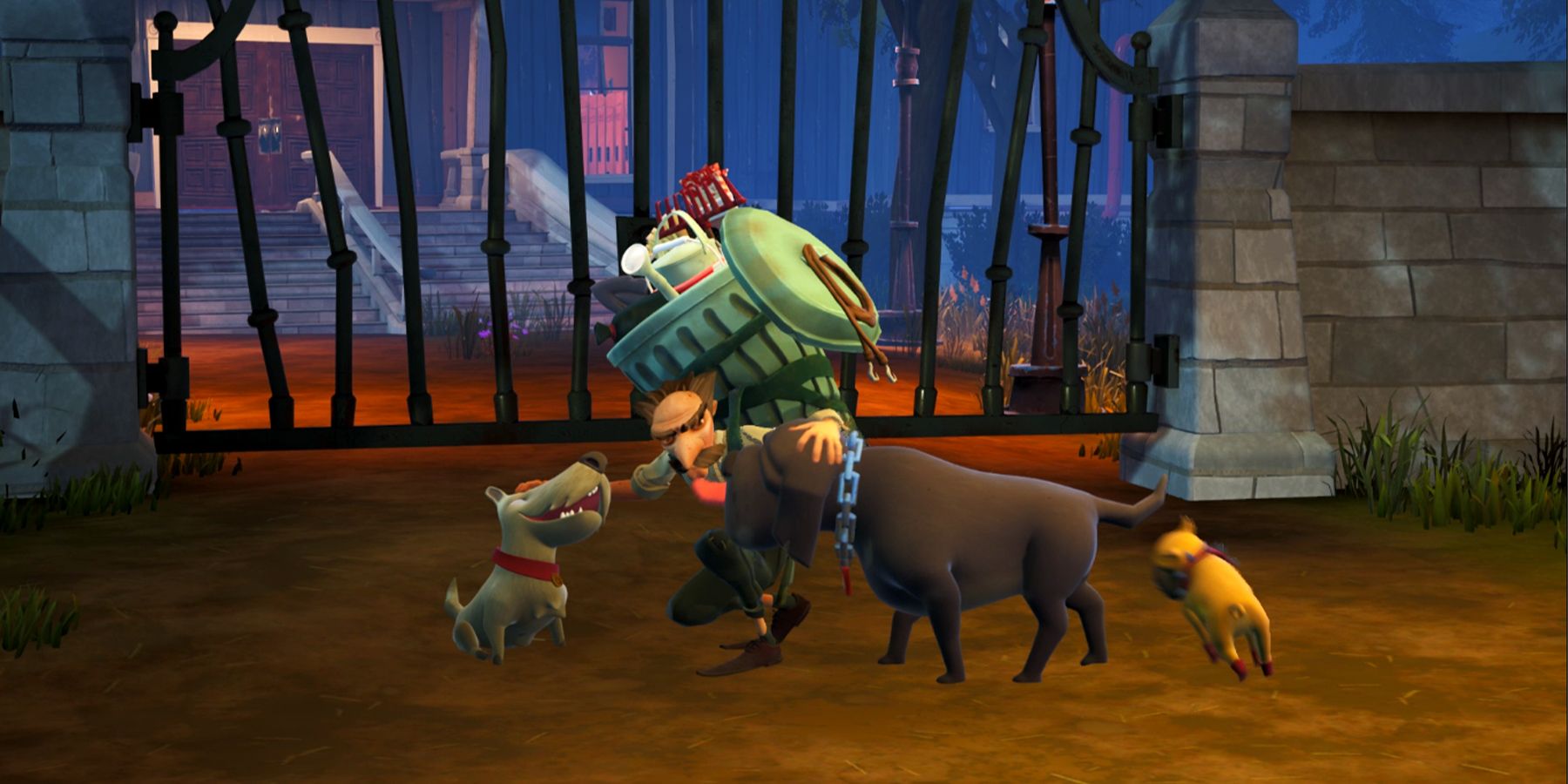 the janitor and his dogs in hello neighbor 2