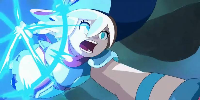 The Knight Witch - Reyna With Mana In Hand Flying Towards Enemy Screaming