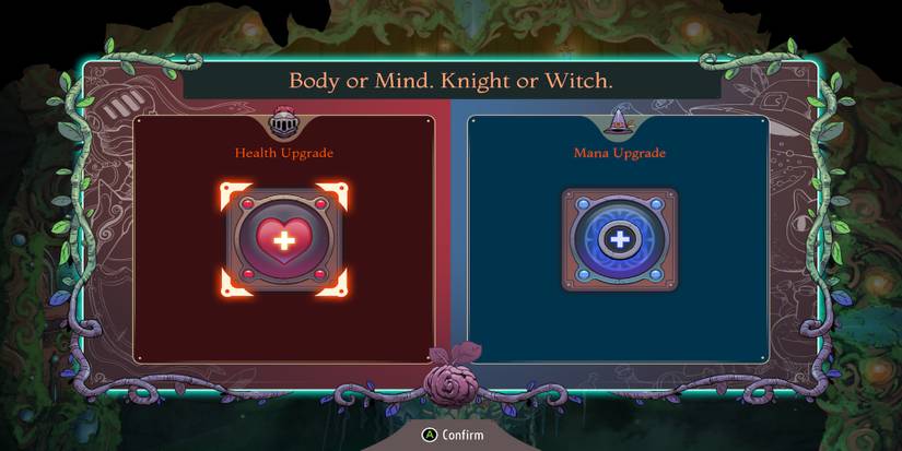 The upgrade menu in The Knight Witch