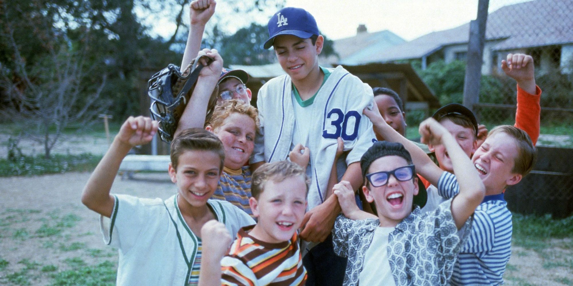 The baseball team in The Sandlot celebrating