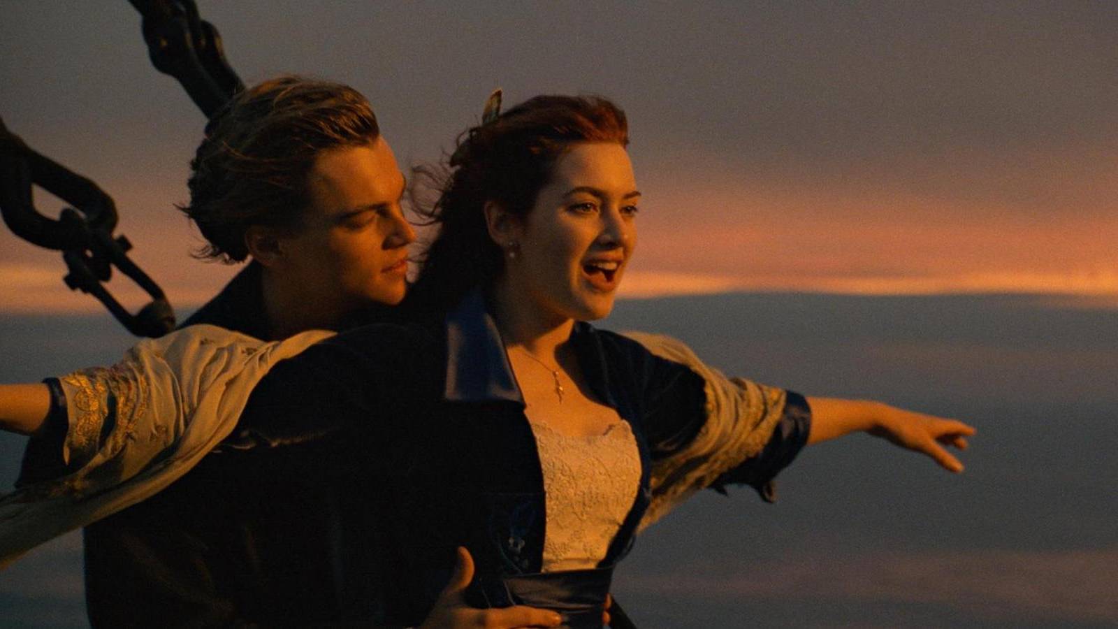 Titanic Jack and Rose on the Prow of the Ship
