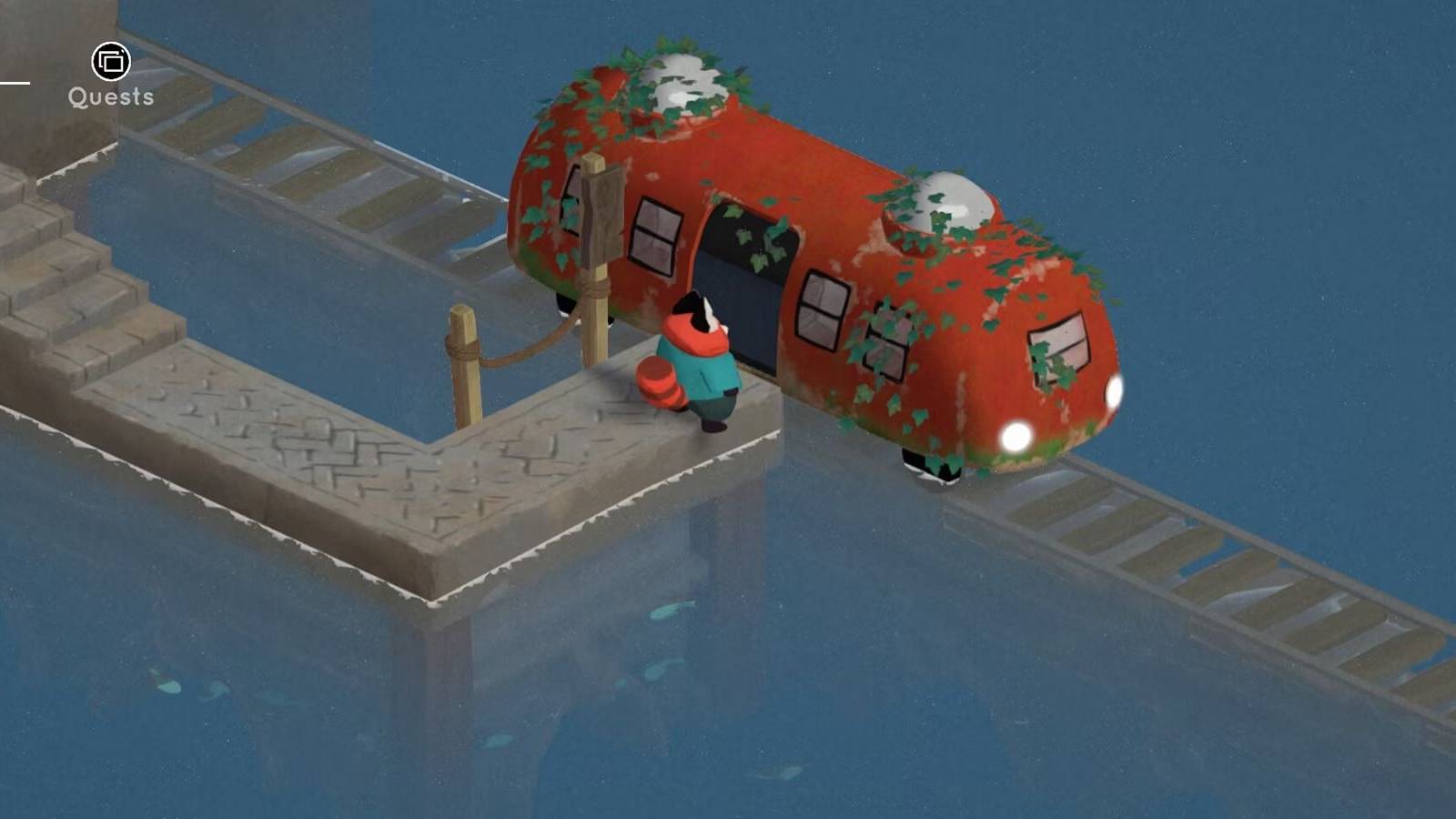 Aka boarding a tram in indie red panda sim game Aka