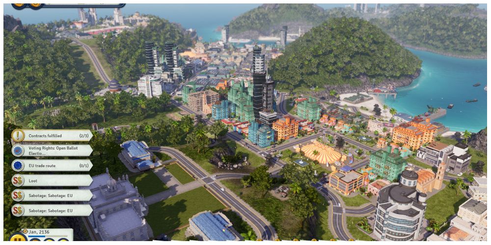 overview of an island in Tropico 6