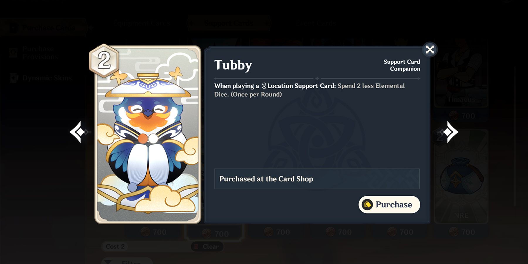 tubby card in genshin impact tcg