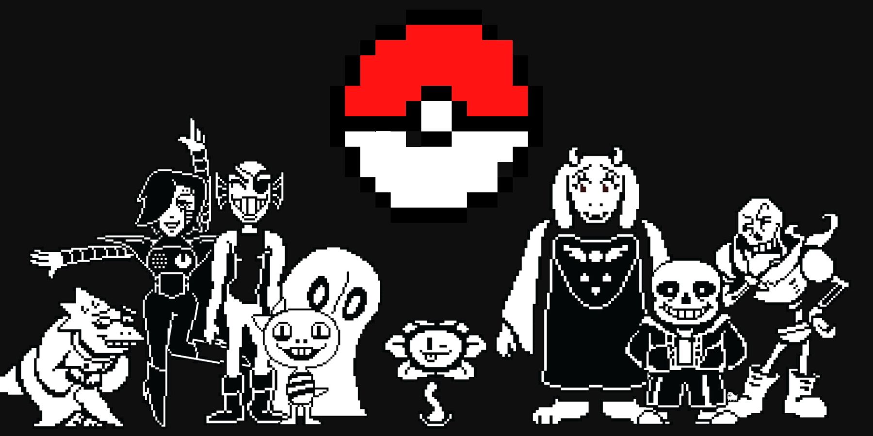 Undertale characters with Pokeball from Pokemon
