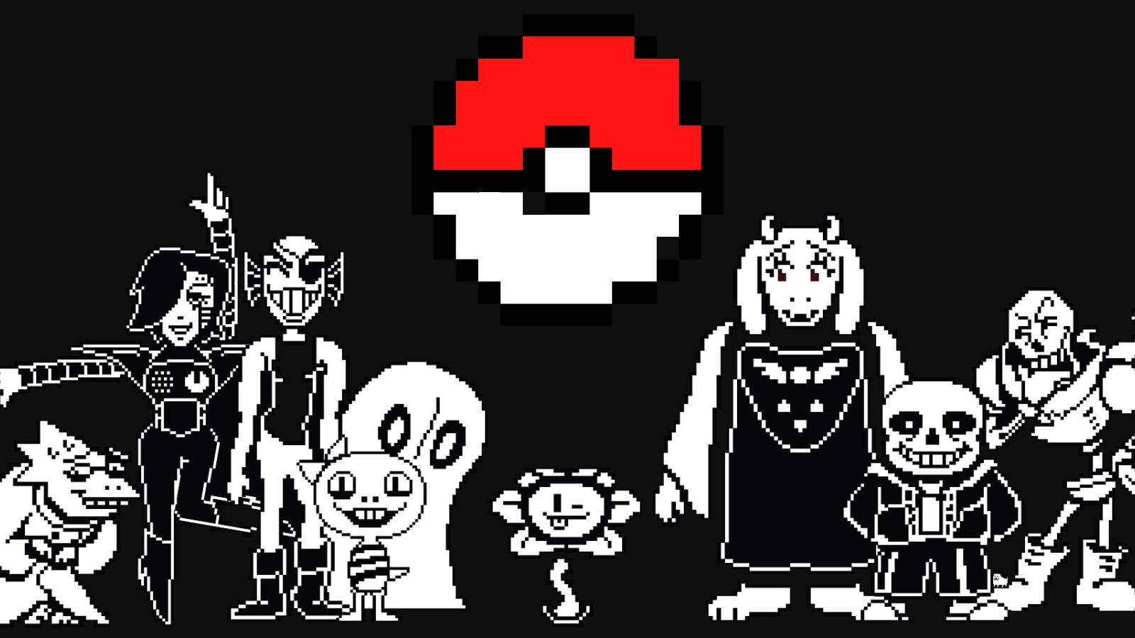 Undertale characters with Pokeball from Pokemon