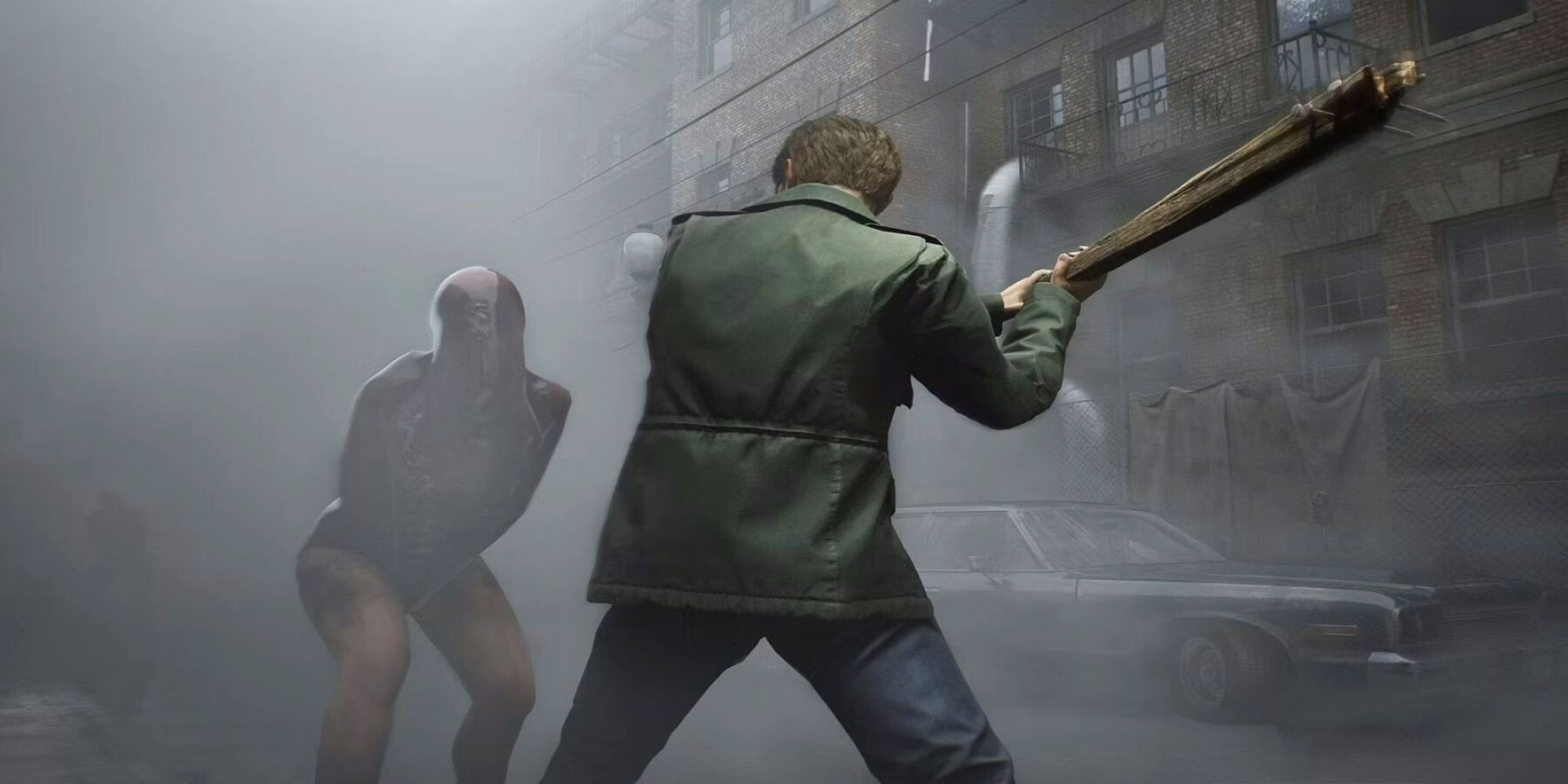 Silent Hill 2 James Sunderland Fighting A Monster